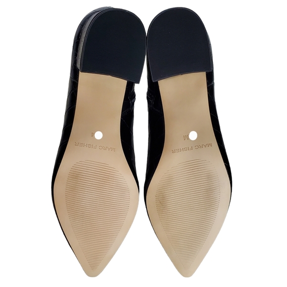 New Marc Fisher jelly faux leather embossed croc block heel ankle boots black - Picture 13 of 16